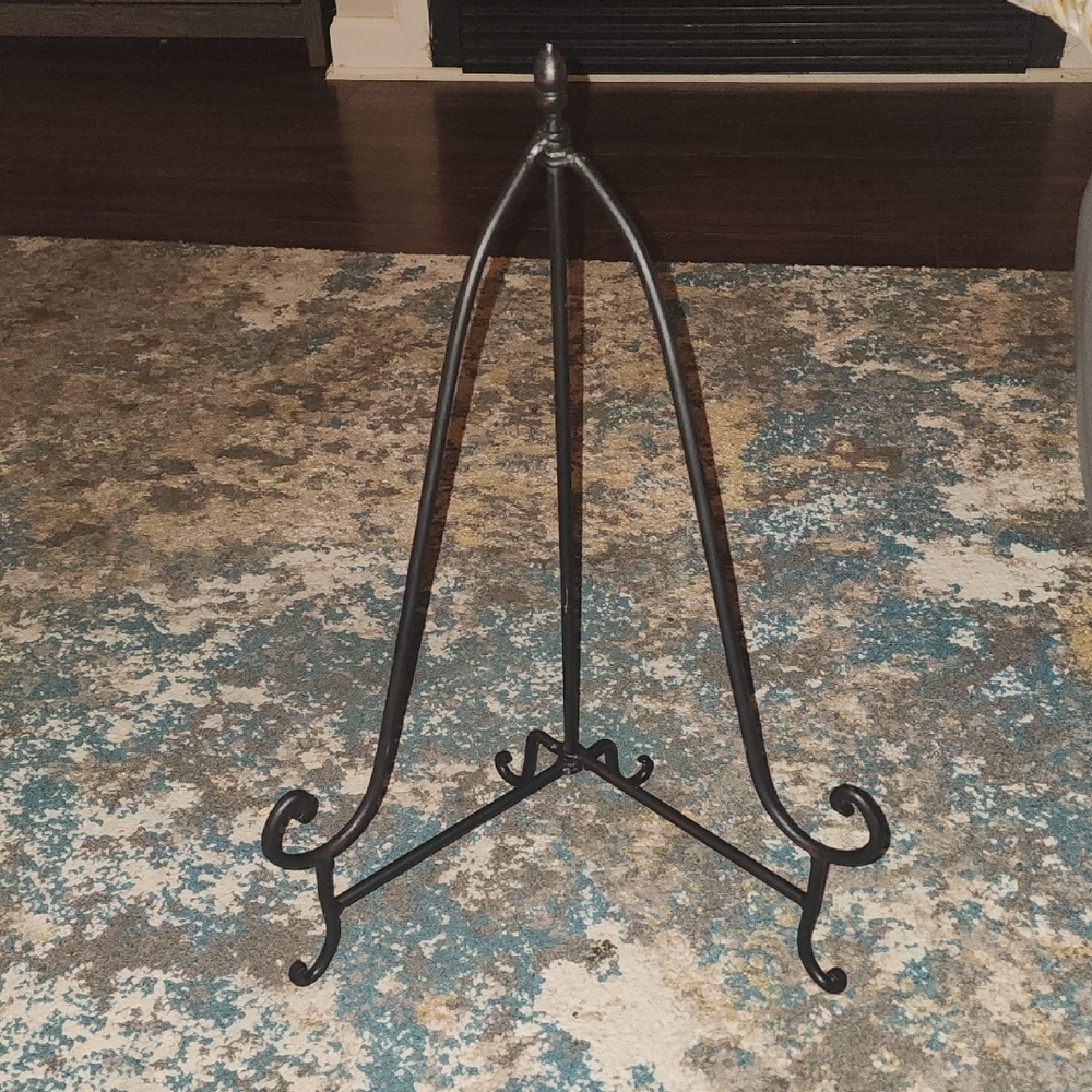 Huge Elegant Black Mahogany Metal EaselMetal Easel Stand - Picture 2 of 7